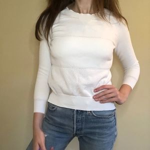 Theory White Long Sleeve Sweater
